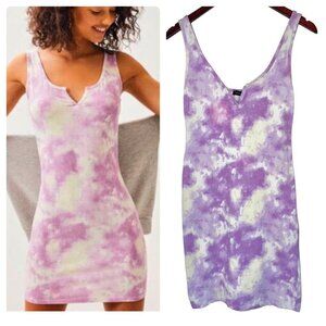 Kendall & Kylie tie-dye bodycon mini dress purple white pacsun sleeveless small